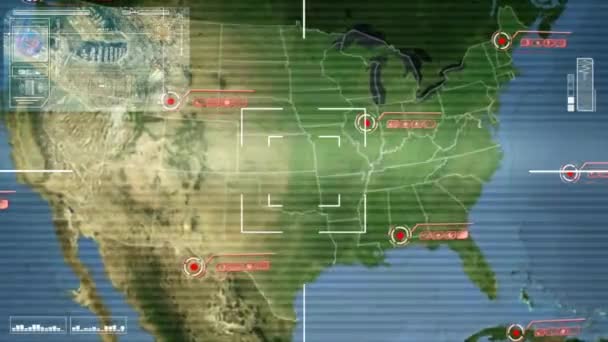 USA - mapa - High Tech - skenování — Stock video