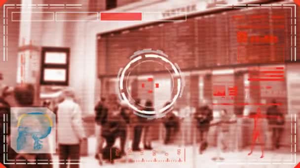 Línea de espera - radar - escaneo - detección de pistas - rojo - HD — Vídeo de stock