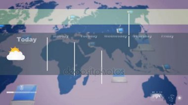 Hava durumu - bulutlar - yağmur - gök gürültüsü - mavi harita arka plan.