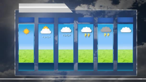Прогноз погоды - графика движения - шаблон погоды - Облачный фон — стоковое видео