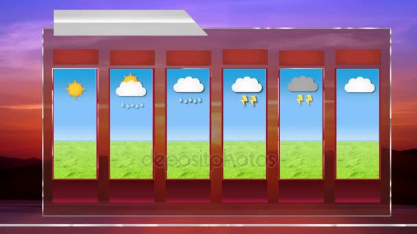 Previsão - gráficos de movimento - modelo meteorológico - Fundo do pôr-do-sol — Vídeo de Stock