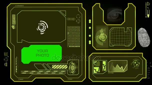 Eye Search - Radar scan world map - identidade - gráfico - diagrama - amarelo - digital — Vídeo de Stock