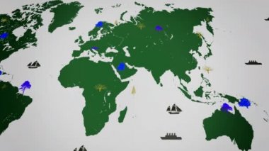 -Dünya - beyaz arka plan - yeşil kıta Haritası - görünümü altında büyüyen vektör tekneler - dünya çapında - ağaçlar