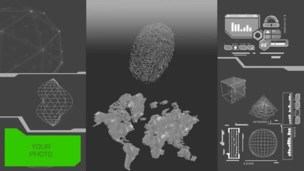 Global Research - données blanches - affichage haute technologie - numérisation - gris - numérique — Video