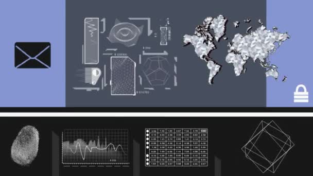 Animation vectorielle - Analyse du monde - détails de voyage - infos gros plan - bleu — Video