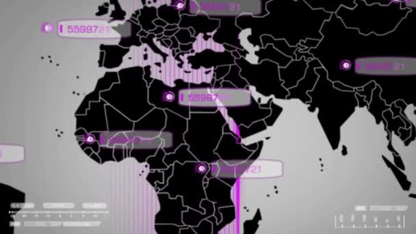 Mundo - Exploración digital - Púrpura - Centro . — Vídeo de stock