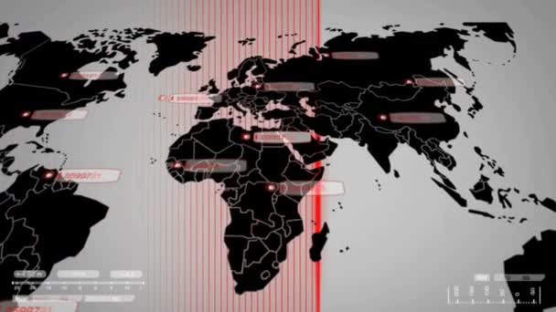 Mundo - Digitalização - Vermelho - Abaixo — Vídeo de Stock