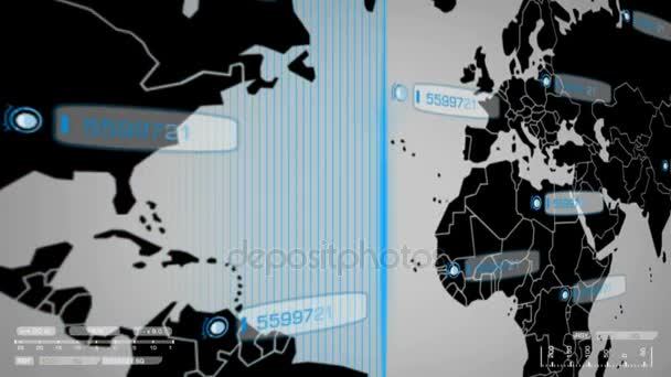 世界-数字扫描-蓝-左 — 图库视频影像