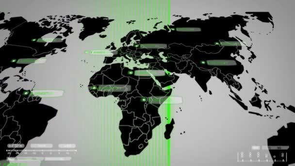 Welt - digital scan - grün - unten — Stockvideo