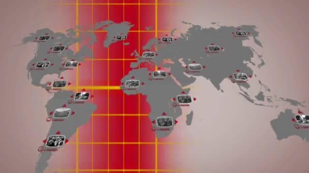 Світ цифровий екран - червоний нижче — стокове відео