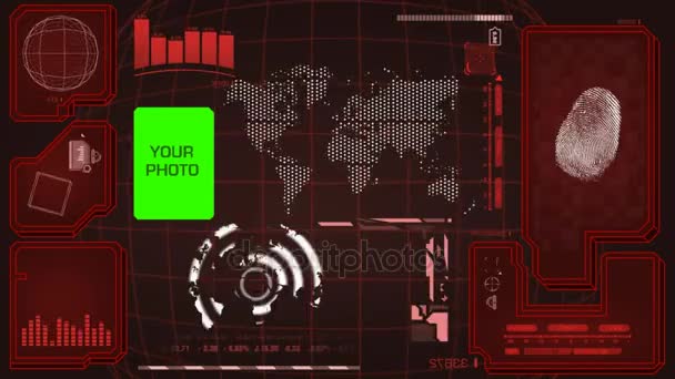 Wereldwijd - Scanning gegevens - interface morphing - vingerafdruk zoeken - digitale — Stockvideo