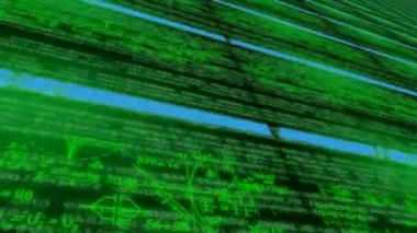 Aşağıda görünümü - ulta boyut - mesaj - satır veri - bilgi - cyber alanı - yeşil renk kodlaması.