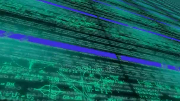 Abaixo vista - ulta dimensão - codificação mensagem - linhas de dados - informação - ciber espaço - cor azul claro . — Vídeo de Stock