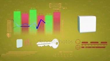 Grafik - ekonomi - siber - dijital sayılar - stok - Önden Görünüm - sarı.