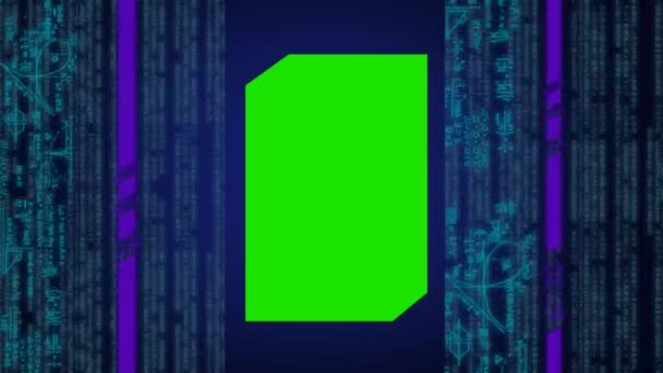 Matrice del computer - vortice virtuale - hall - flusso di dati - sharp number - green screen - element - blue 03 — Video Stock