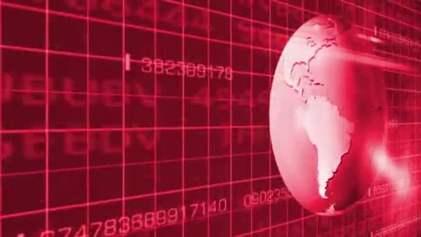 Rotatie - Cyberspace - links View - rode aarde — Stockvideo