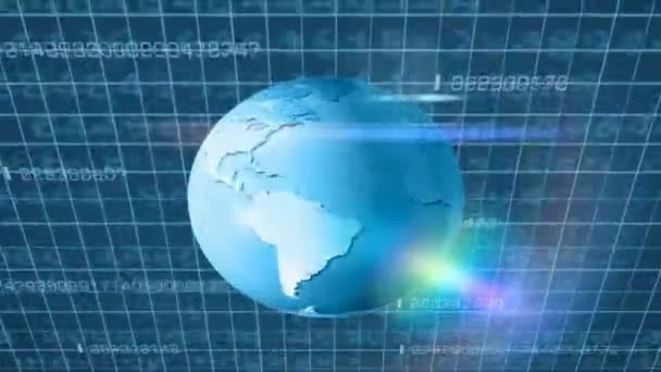  Rotation de la Terre - Cyberespace - Vue supérieure - Bleu 