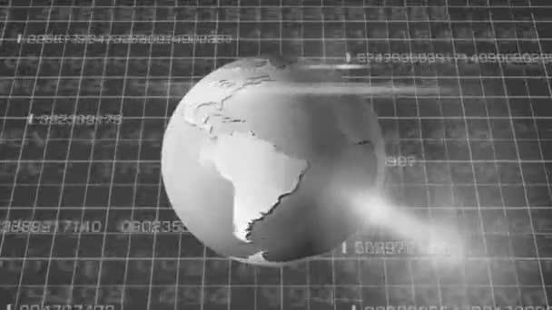 Rotazione della Terra - Cyberspazio - Sotto Vista - nero . — Video Stock