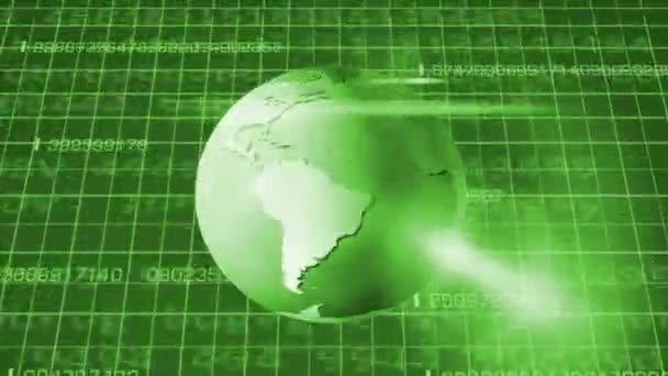 Rotación de la Tierra - Ciberespacio - Abajo Vista - verde — Vídeos de Stock