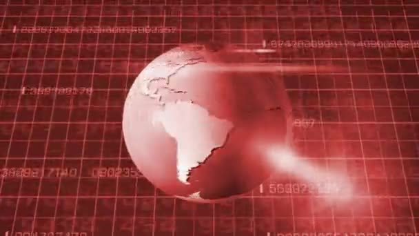 Rotation de la Terre - Cyberespace - Vue ci-dessous - rouge 