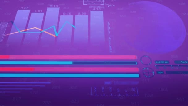 Gráfico - Economia - Ciberespaço - Números digitais - Stock - Zoom inferior - Rosa . — Vídeo de Stock