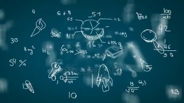 Numaraları - arka plan Loop - sembolleri çizilmiş ve çizimler - mavi