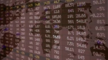 Borsa - finansal sayı - dijital Led - Neon harita - koyu kırmızı - doğru