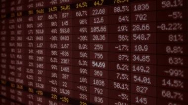 Borsa - finansal sayı - dijital Led - ekran - koyu kırmızı - doğru.