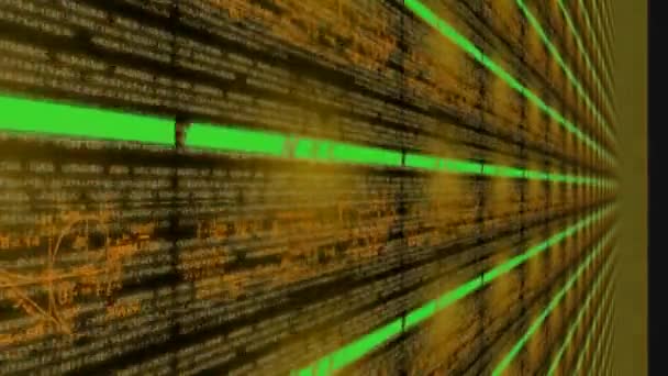 Bal Nézd - ulta - kódolás üzenet - méretvonalakat adatok - információk - cyber space - sárga színű. — Stock videók