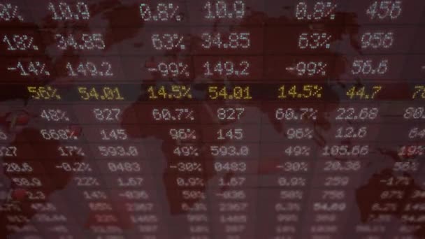 Stock Market - finansowe numery - cyfrowy Led - słowo Neon - ciemny czerwony - powyżej — Wideo stockowe
