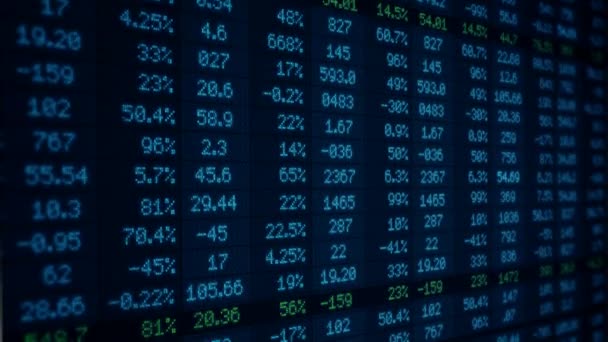 Börse - Finanzzahlen - digital led - Bildschirm - dunkelblau -links. — Stockvideo