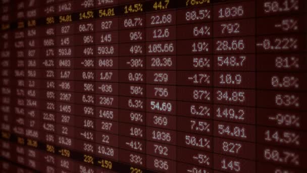 Stock Market - Financial Numbers - Digital Led - Screen - dark red - right. — Stock Video