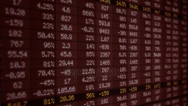 Börse - Finanzzahlen - digital led - Bildschirm - dunkelrot -links. — Stockvideo