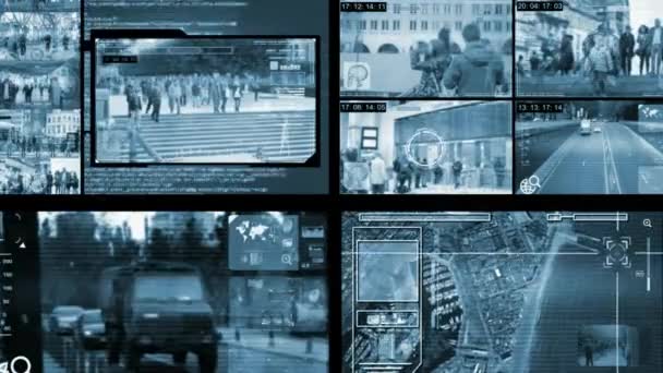 Obrazovka - Surveillance - Monitor - modré pruhy — Stock video