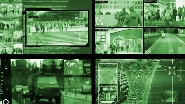 Obrazovka - Surveillance - Monitor - zelené pruhy — Stock video