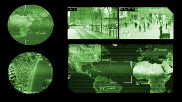 Екран Світовий глобус - монітор - зелені смуги . — стокове відео