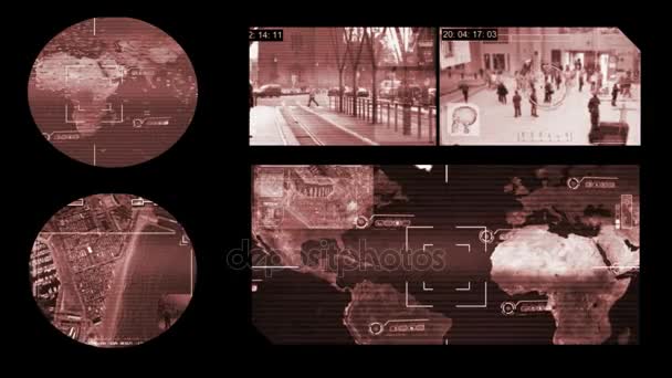 Schermo - World Globe - Monitor - barre rosse . — Video Stock