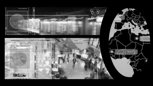 Scherm - meerdere - Monitor - Circle - zwarte balken — Stockvideo