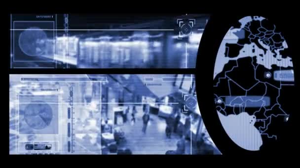 Écran - multiple - Moniteur - Cercle - barres bleues 