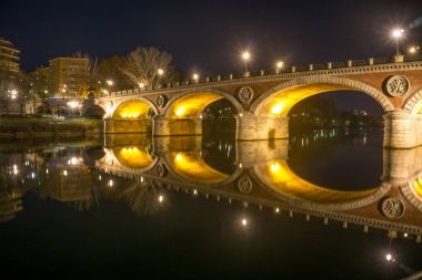Köprü, turin Panoraması gün batımında