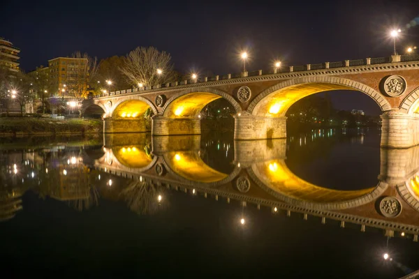 Puente Panorama Turín Atardecer —  Fotos de Stock