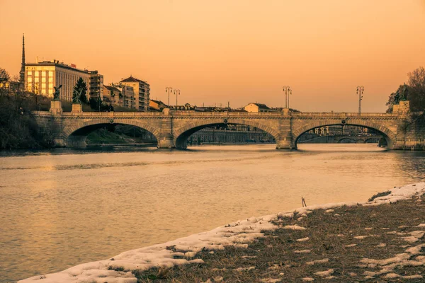 Ponte Panorama Della Torina Tramonto — Foto Stock