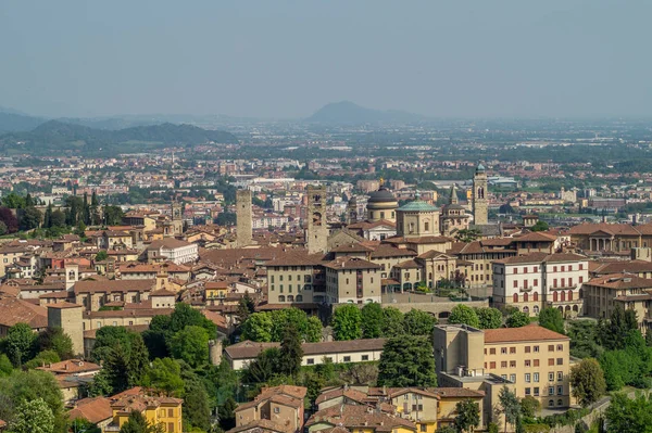 Panorama Della Città Bergamo Primavera — Foto Stock