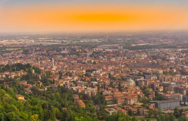 Panorama Bergamo Zachodzie Słońca — Zdjęcie stockowe