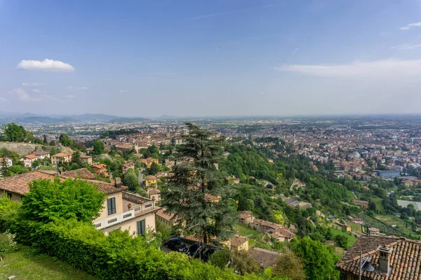 Panorama Della Città Bergamo Primavera — Foto Stock