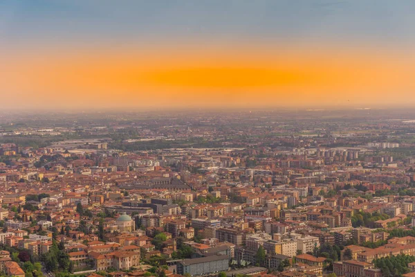 Panorama Bergamo Zachodzie Słońca — Zdjęcie stockowe