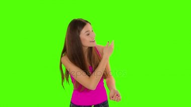 Mutlu kadın el cagiran Chromakey görüntüleri