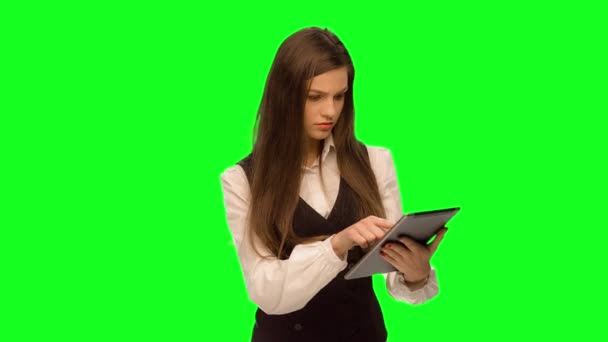 Sayısal Tablet kullanan Güzel İş Kadını — Stok video