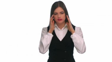 Güzel genç kadın, güzel bir kadın portresi izole bir baş ağrısı vardır