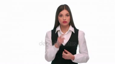 O hatırlar ve tüm için intikam almak iş takım elbiseli kız gösterir
